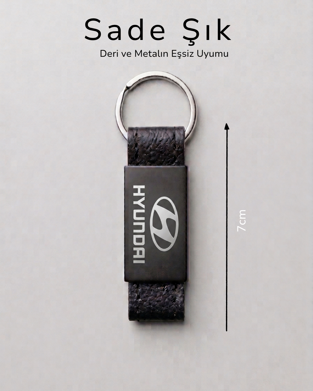 Hyundai Logolu Deri Metal Anahtarlık Şık Sade Oto Anahtarlık