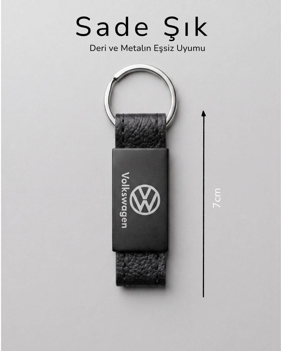 Volkswagen Deri Metal Anahtarlık Şık Sade Oto Anahtarlık