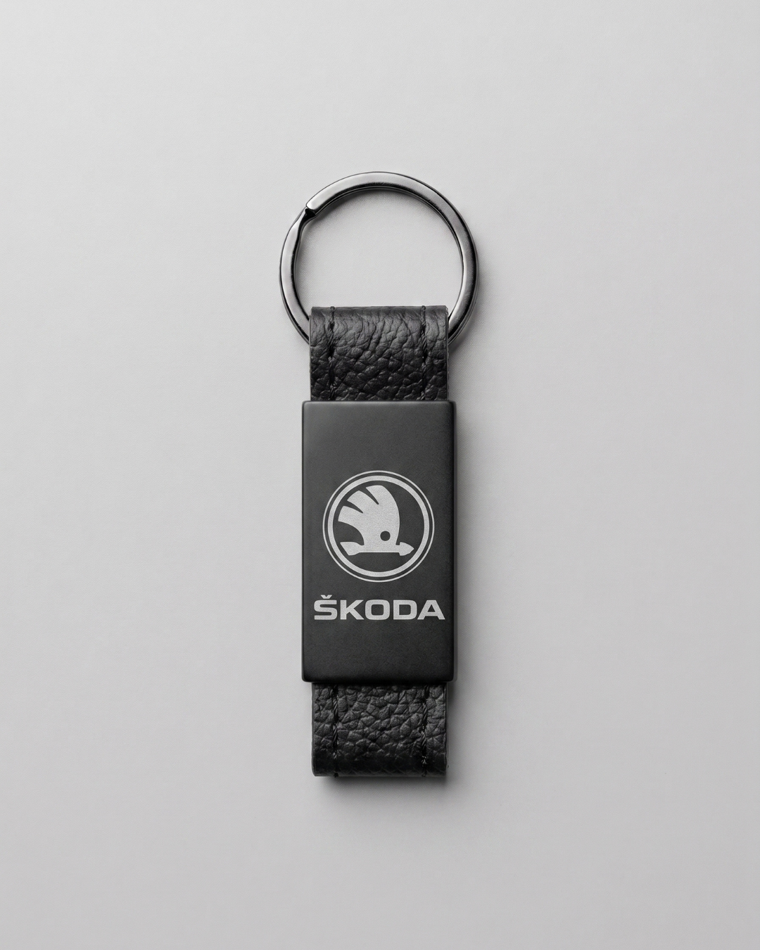 Skoda Logolu Deri Metal Anahtarlık Şık Sade Oto Anahtarlık