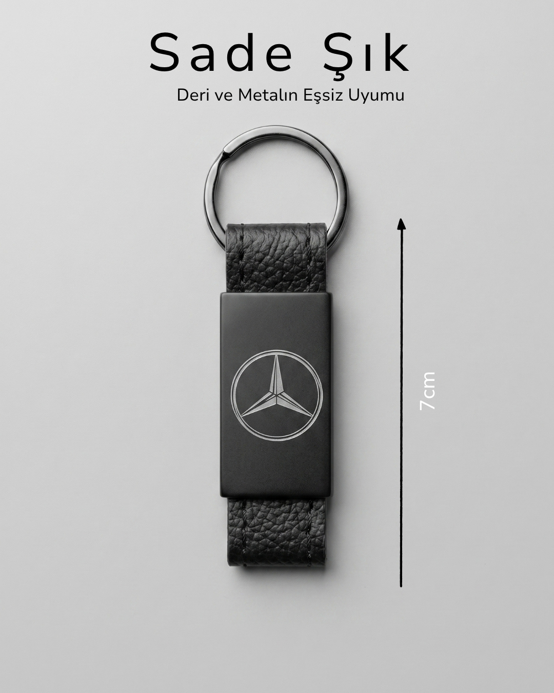 Mercedes Deri Metal Anahtarlık Şık Sade Oto Anahtarlık