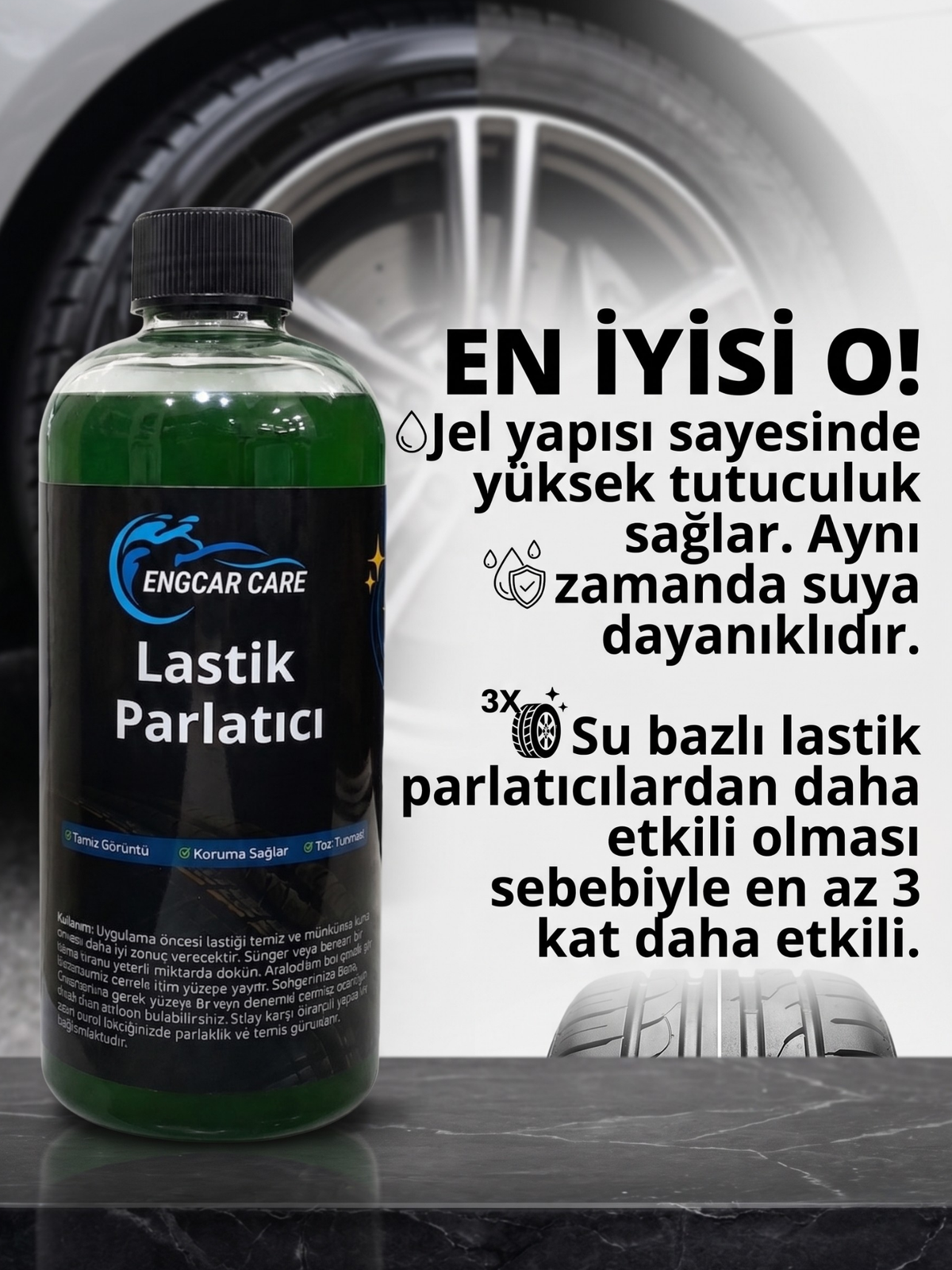 Lastik Parlatıcı Koruyucu Jel 500ml Yüksek Kalite - Uzun Kalıcılık - Premium Kalite